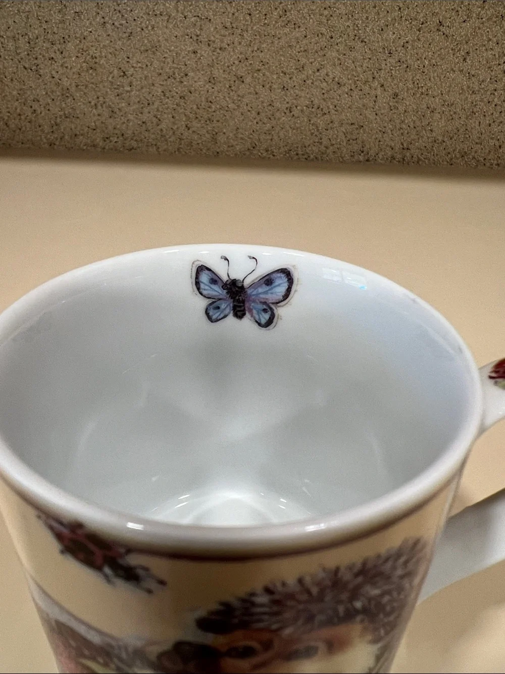 Porcelain Hedgehog Strawberry Coffee Mug - White